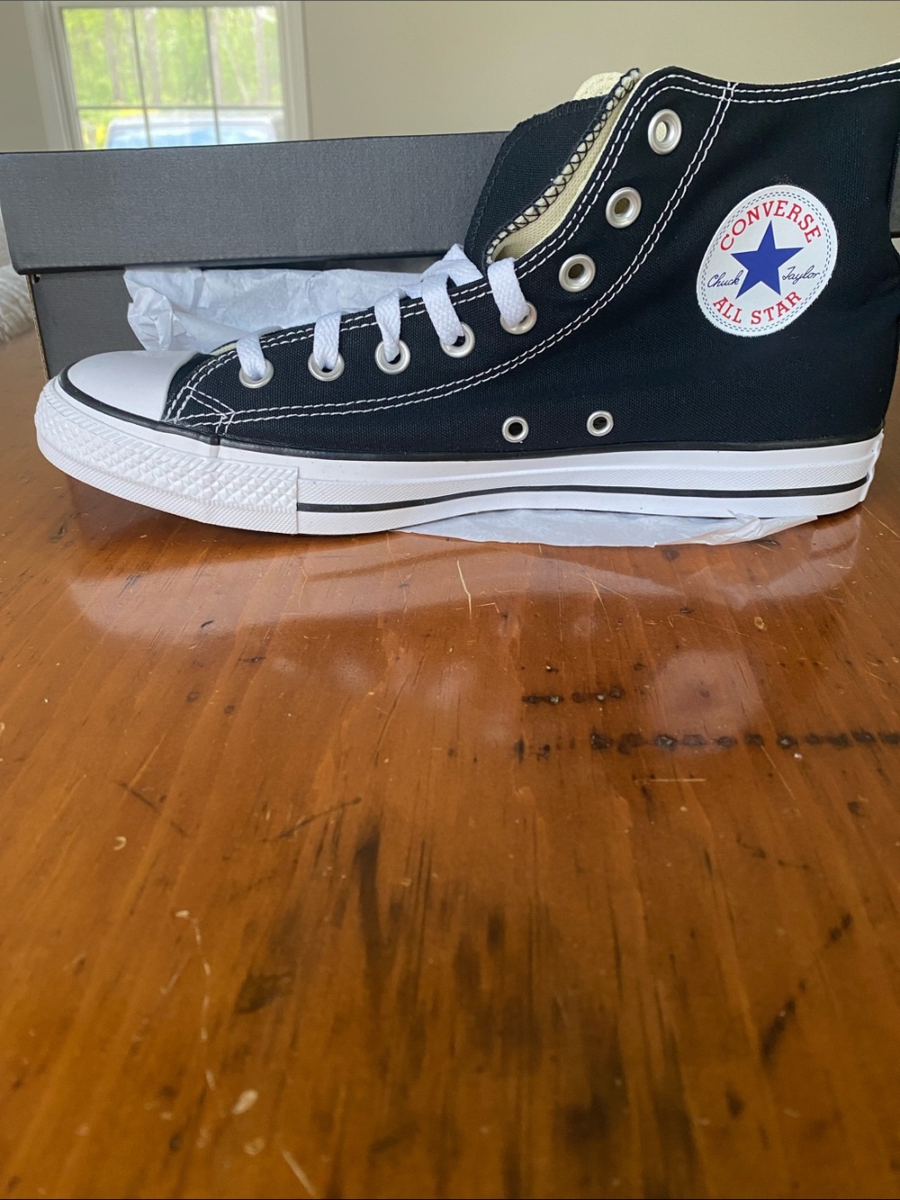 NIB high top black Converse All Star lace up Chuck Taylor sneakers NWT 9.5/11.5 - Picture 2 of 11